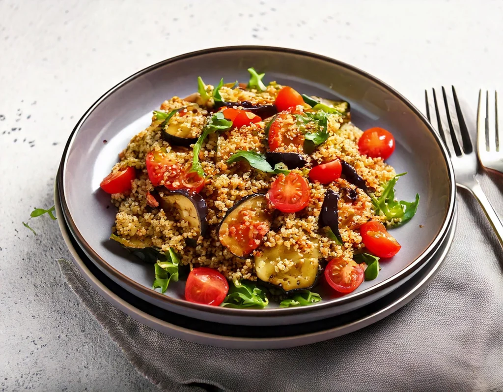 Insalata di melanzane arrostite e quinoa