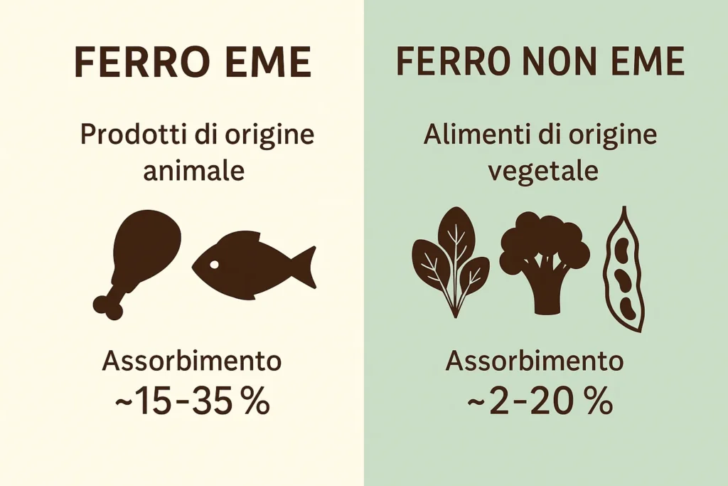 Confronto tra ferro eme e ferro non eme: fonti e assorbimento