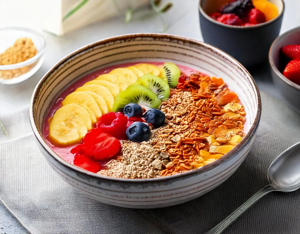 Colazioni vegane per bambini:
Smoothie bowl con frutta e granola