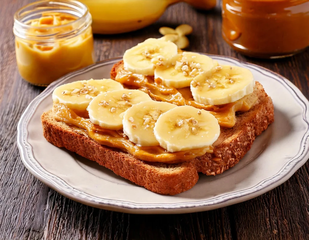 Colazioni vegane per bambini: Toast integrale con burro di arachidi e banana