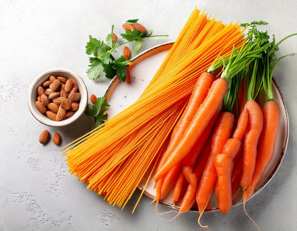 Carote fresche e mandorle, ingredienti principali per il pesto di carote