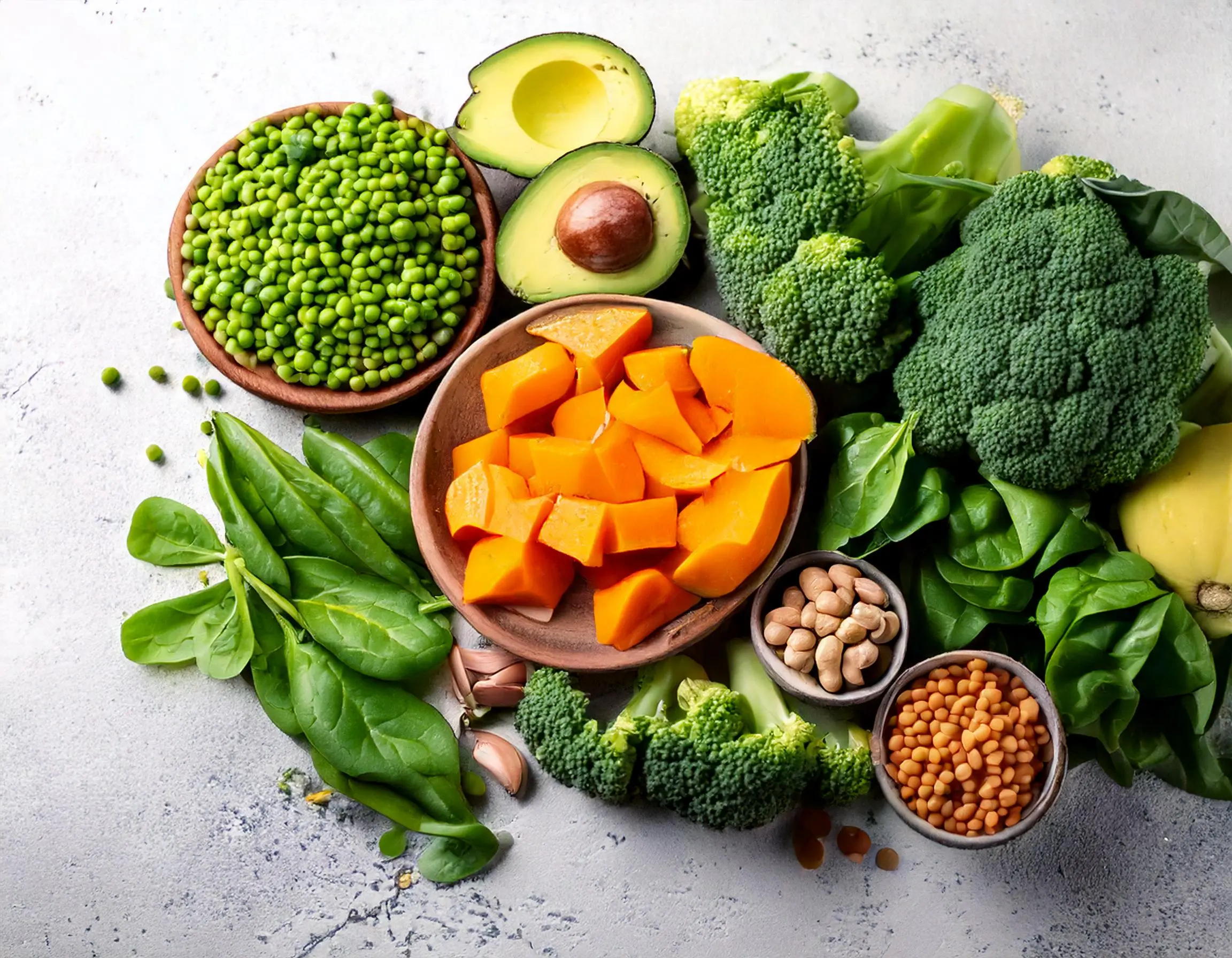 a group of different types of vegetables